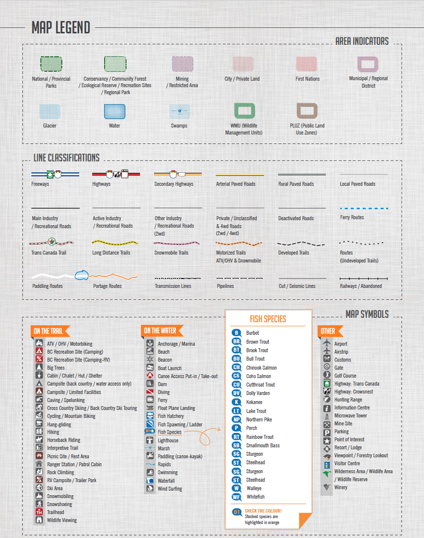 road map legend symbols