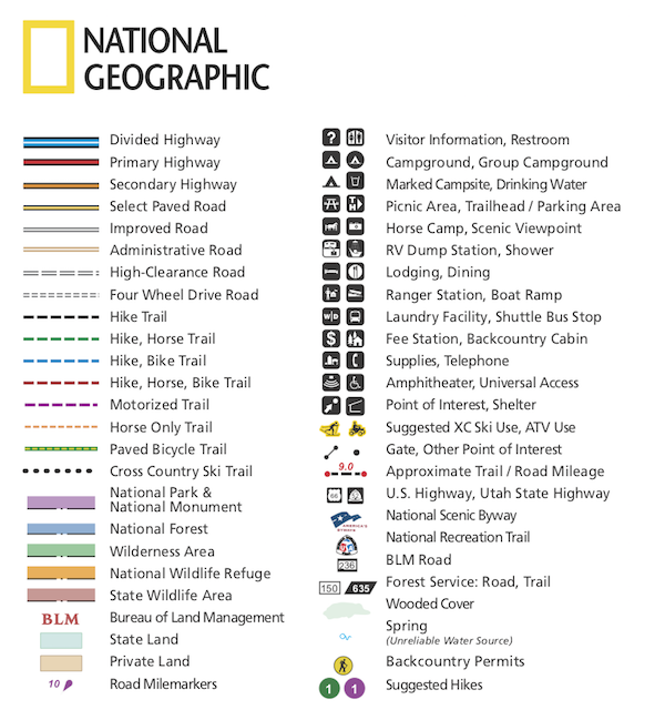 road map legend symbols